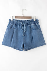 Braelynn Drawstring High Waist Casual Denim Shorts from Threaded Pear