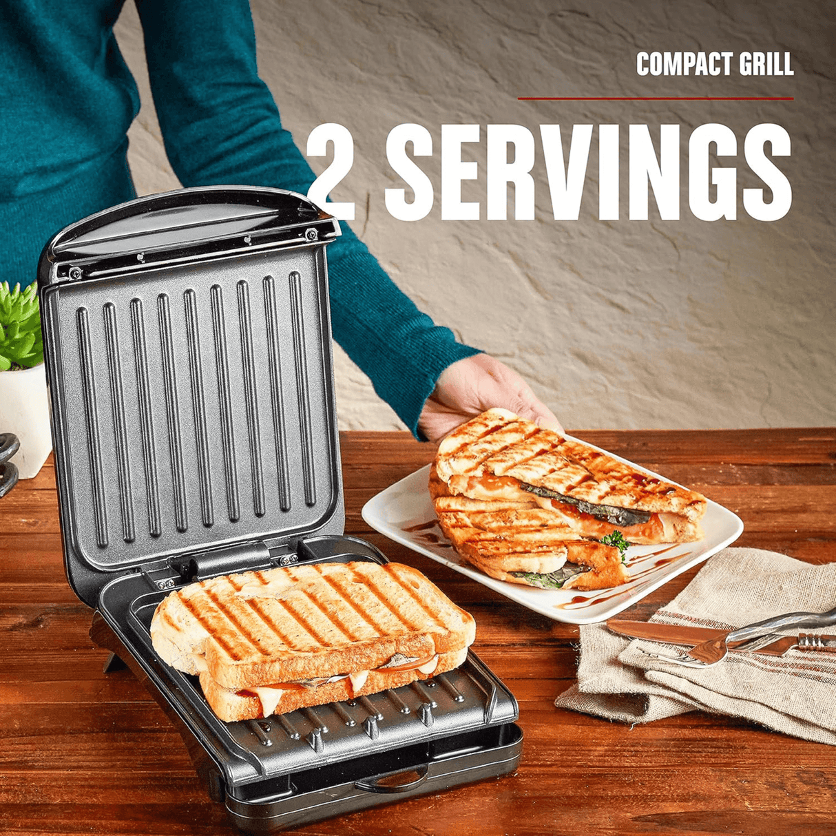 George Foreman 2-Serving Classic Plate Electric Indoor Grill and Panini Press from Jupiter Gear Home