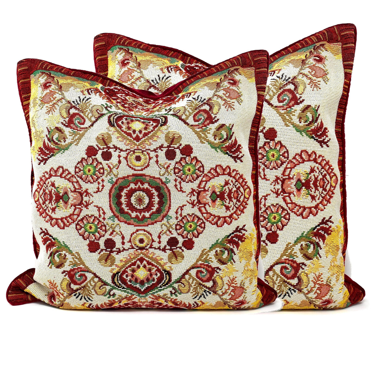 Tache Elegant Burgundy Ornate Paisley Woven Tapestry Throw Pillow Cover (18194) from Tache Home Fashion