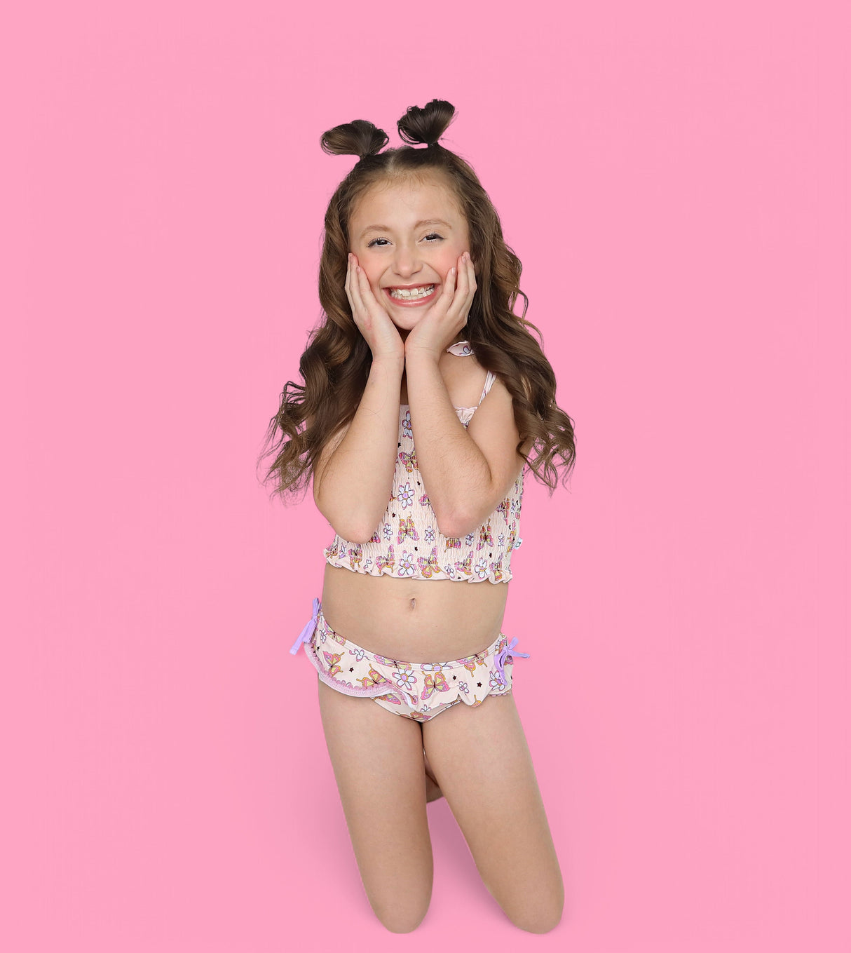 BLOSSOMIN’ BUTTERFLY DREAM SMOCKED TANKINI TWO PIECE SWIM SUIT from DREAM BIG LITTLE CO