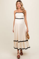 Beige Colorblock Trim Maternity Midi Dress from PinkBlush