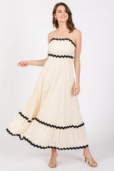 Beige Colorblock Trim Maternity Midi Dress from PinkBlush
