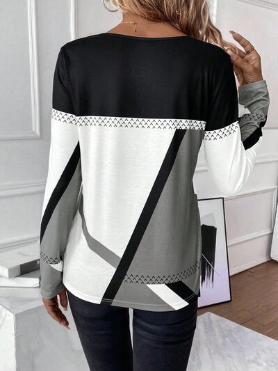 Contrast Round Neck Long Sleeve T-Shirt from Enfance-Heureuse
