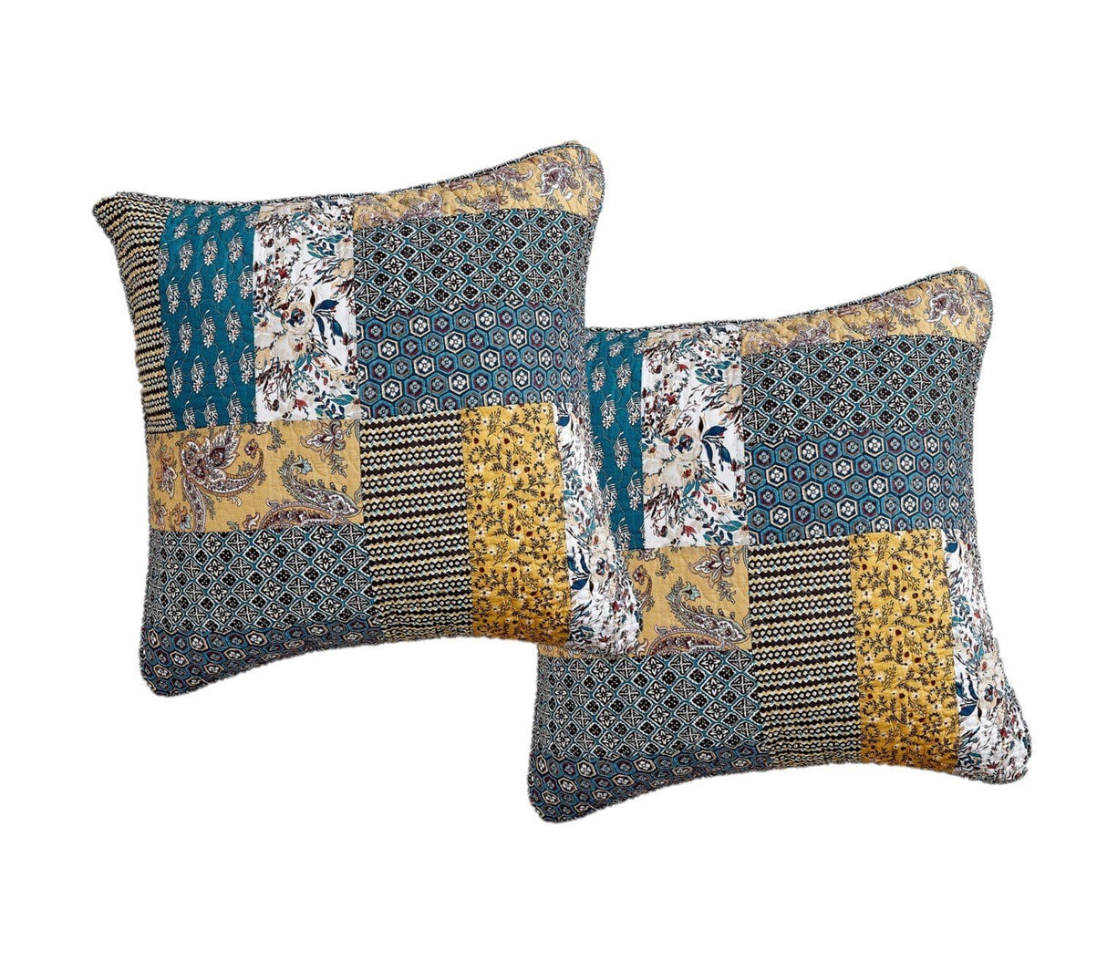 DaDalogy Bedding Set of 2 Honey Cove Floral Patchwork Throw Pillow Covers, 18" x 18" (JHW957) from DaDalogy Bedding Collection