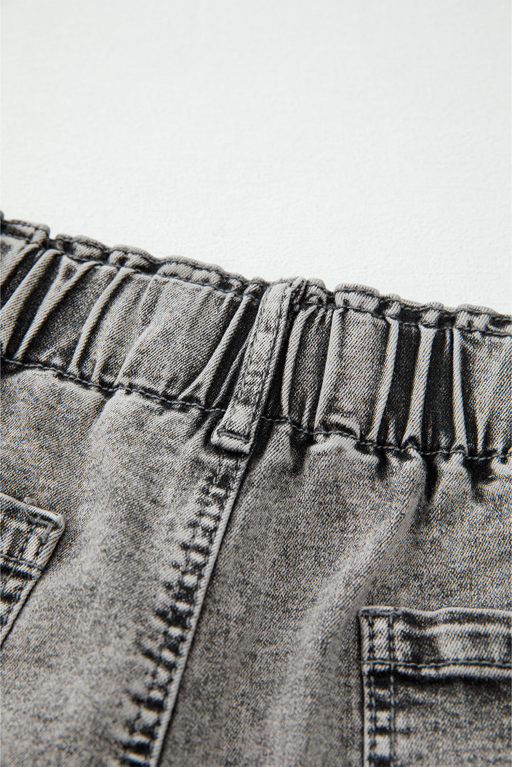 Blaire Zipped Light Wash Cuffed Edge Denim Shorts from Threaded Pear