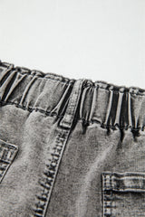 Blaire Zipped Light Wash Cuffed Edge Denim Shorts from Threaded Pear