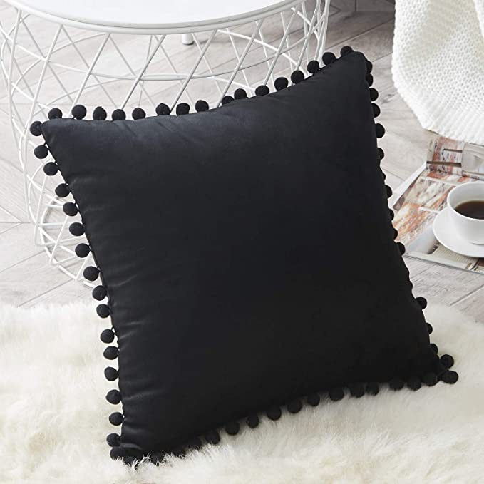 Velvet Pom Pom Cushion Covers from Moderny