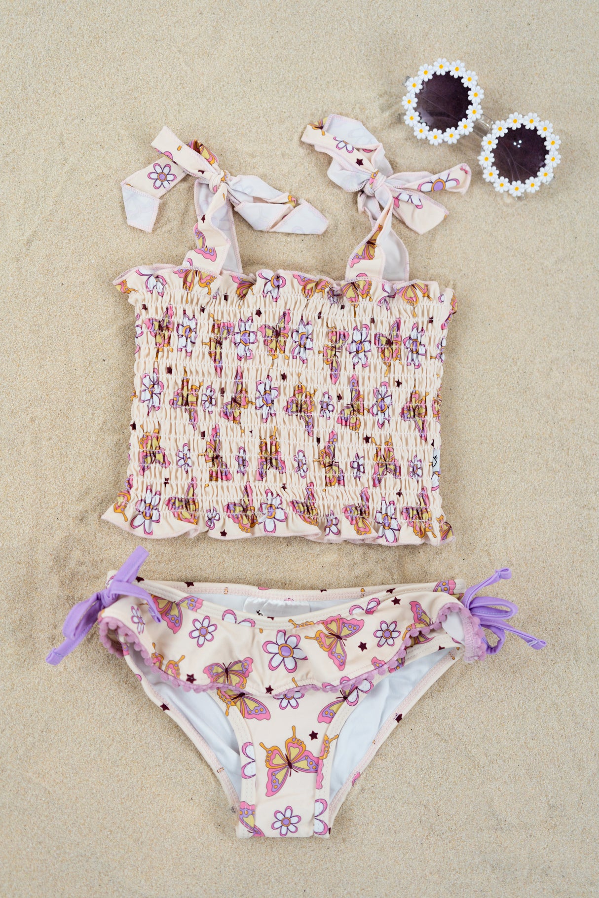 BLOSSOMIN’ BUTTERFLY DREAM SMOCKED TANKINI TWO PIECE SWIM SUIT from DREAM BIG LITTLE CO