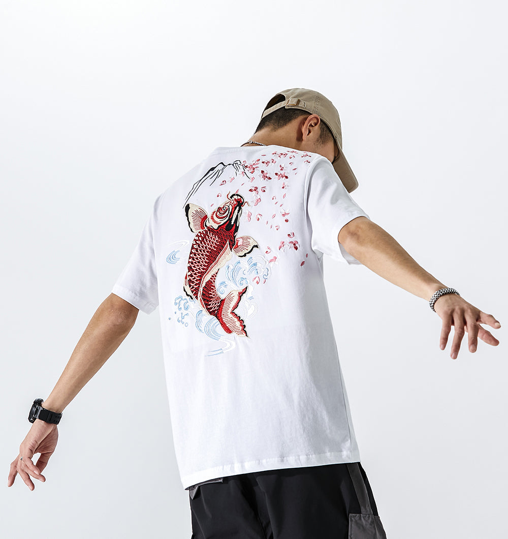 Dancing Fish Embroidery Tee from Niepce Inc