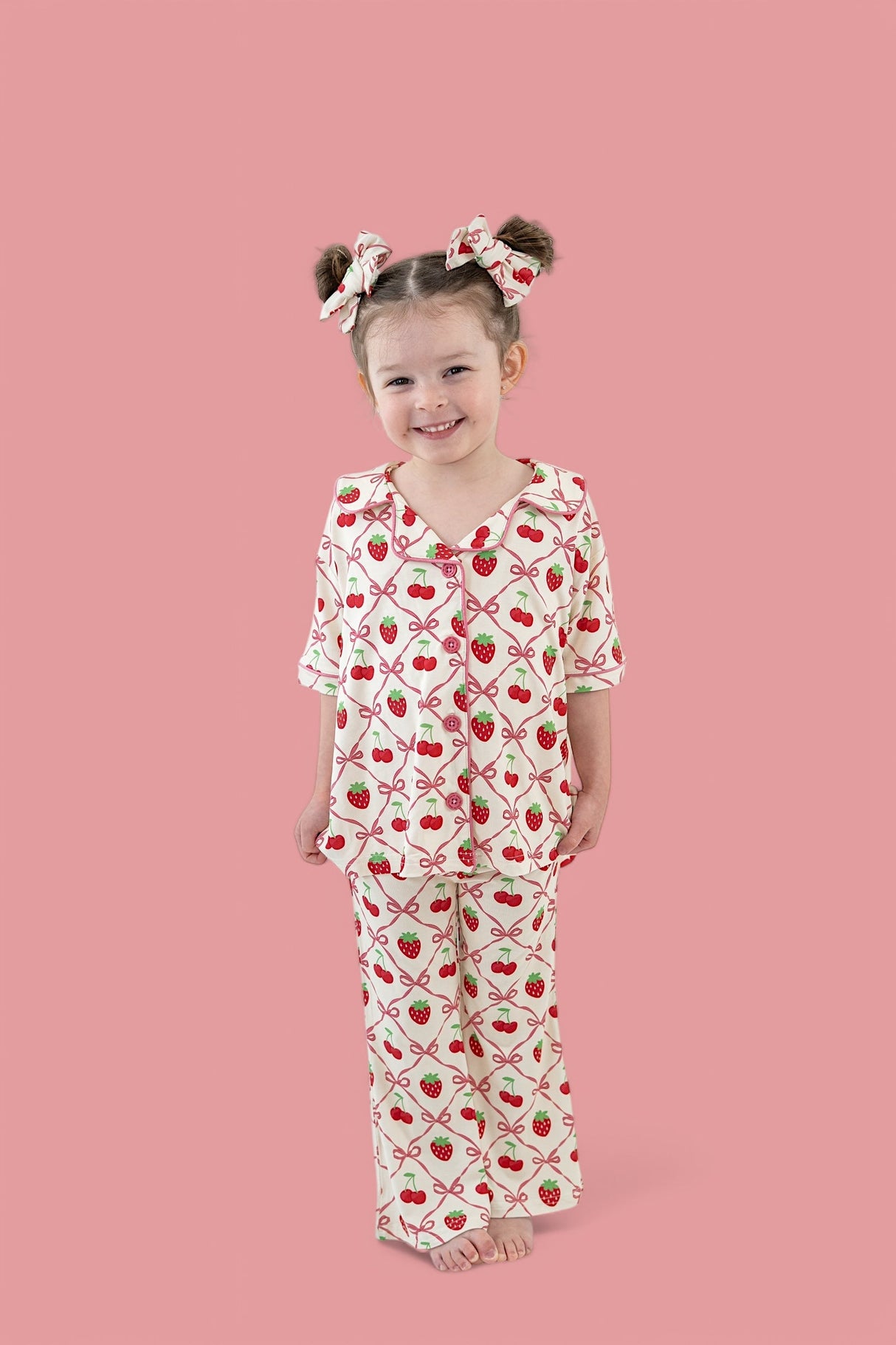CHERRY BOW BERRY DREAM GIRL'S FLARE SET from DREAM BIG LITTLE CO