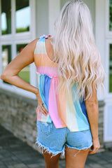 Haley Striped Tied Shoulder Tank Top From Threaded Pear