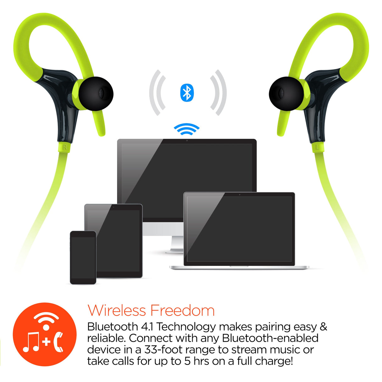 HyperGear Marathon Sport Wireless Bluetooth Earphones (MARPHONES-PRNT) from Jupiter Gear