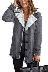 Casual Denim Coat with Plush Lining from MsDressly