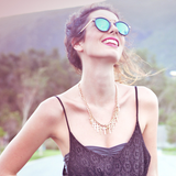Vintage Steampunk Inspired Round Horned Rim Frame Sunglasses 8591 from zeroUV