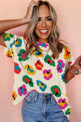Apricot Leopard Drop Shoulder Oversize Tee from MsDressly