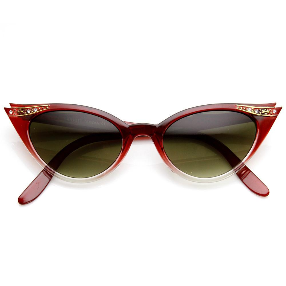 Elegant 50s Vintage Womens Fashion Rhinestone Cat Eye Sunglasses 8433 from zeroUV