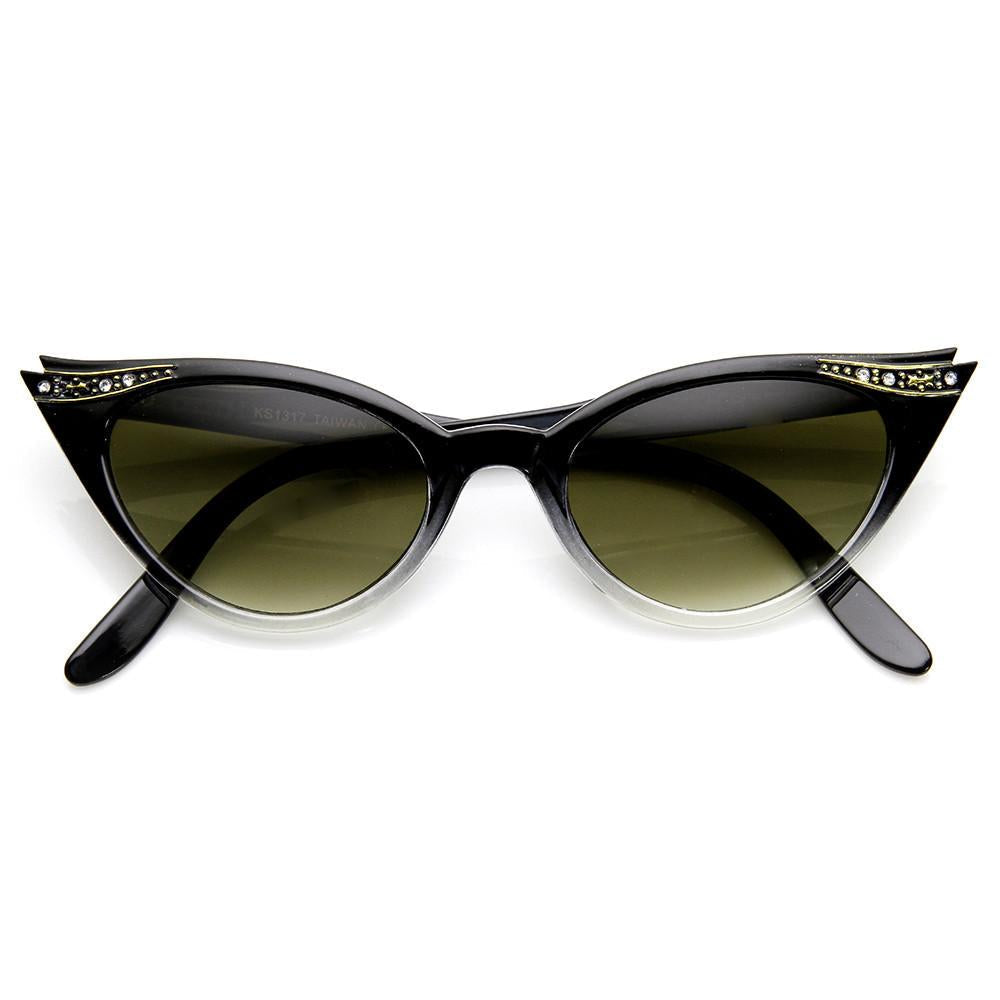 Elegant 50s Vintage Womens Fashion Rhinestone Cat Eye Sunglasses 8433 from zeroUV