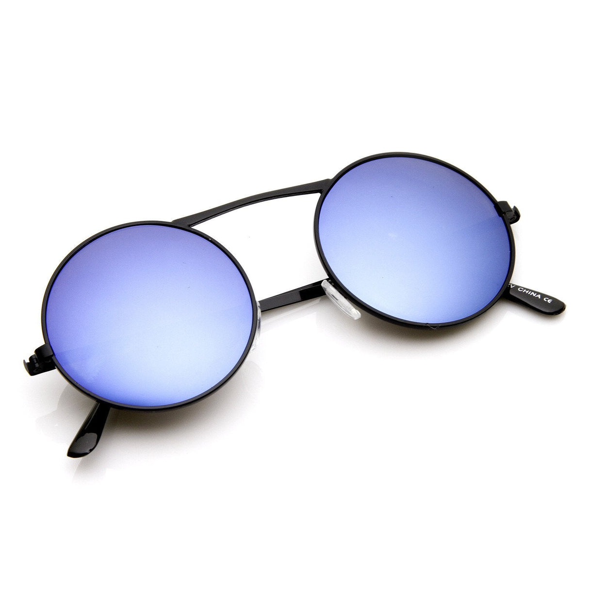 Large Retro Round Steampunk Mirrored Lens Sunglasses 8759 from zeroUV