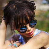 Large Retro Round Steampunk Mirrored Lens Sunglasses 8759 from zeroUV