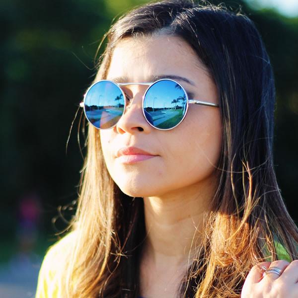 Large Retro Round Steampunk Mirrored Lens Sunglasses 8759 from zeroUV