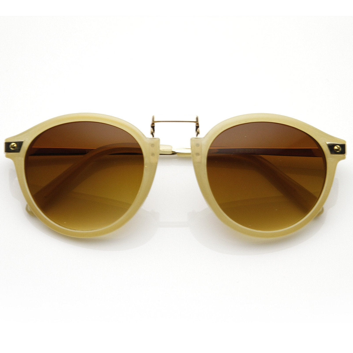 Vintage Steampunk Inspired Round Horned Rim Frame Sunglasses 8591 from zeroUV