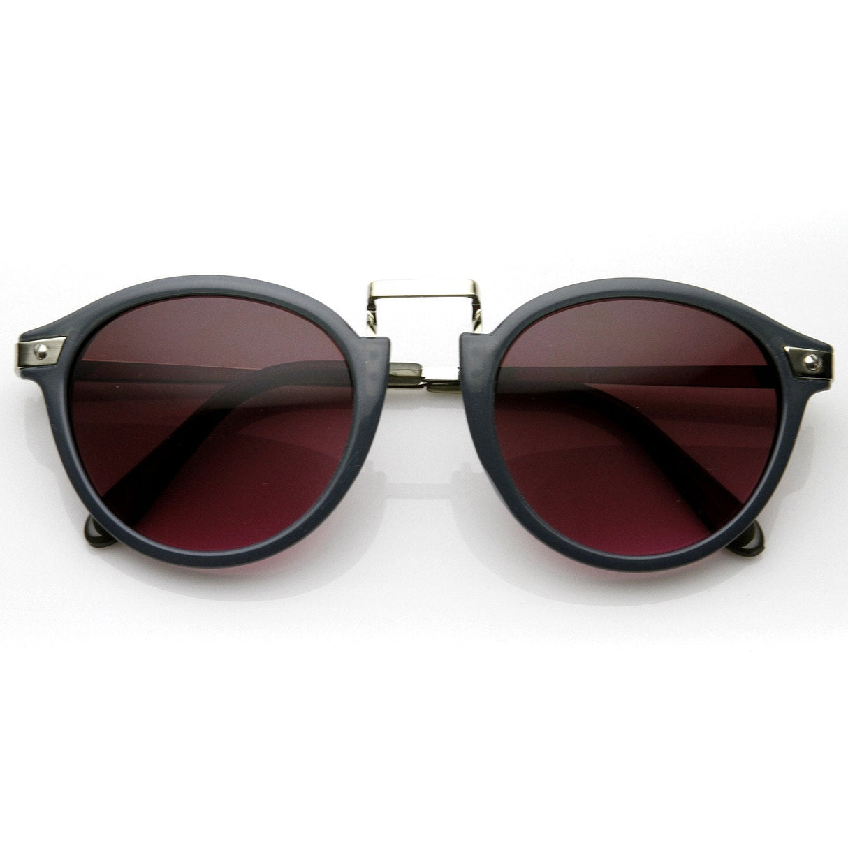 Vintage Steampunk Inspired Round Horned Rim Frame Sunglasses 8591 from zeroUV