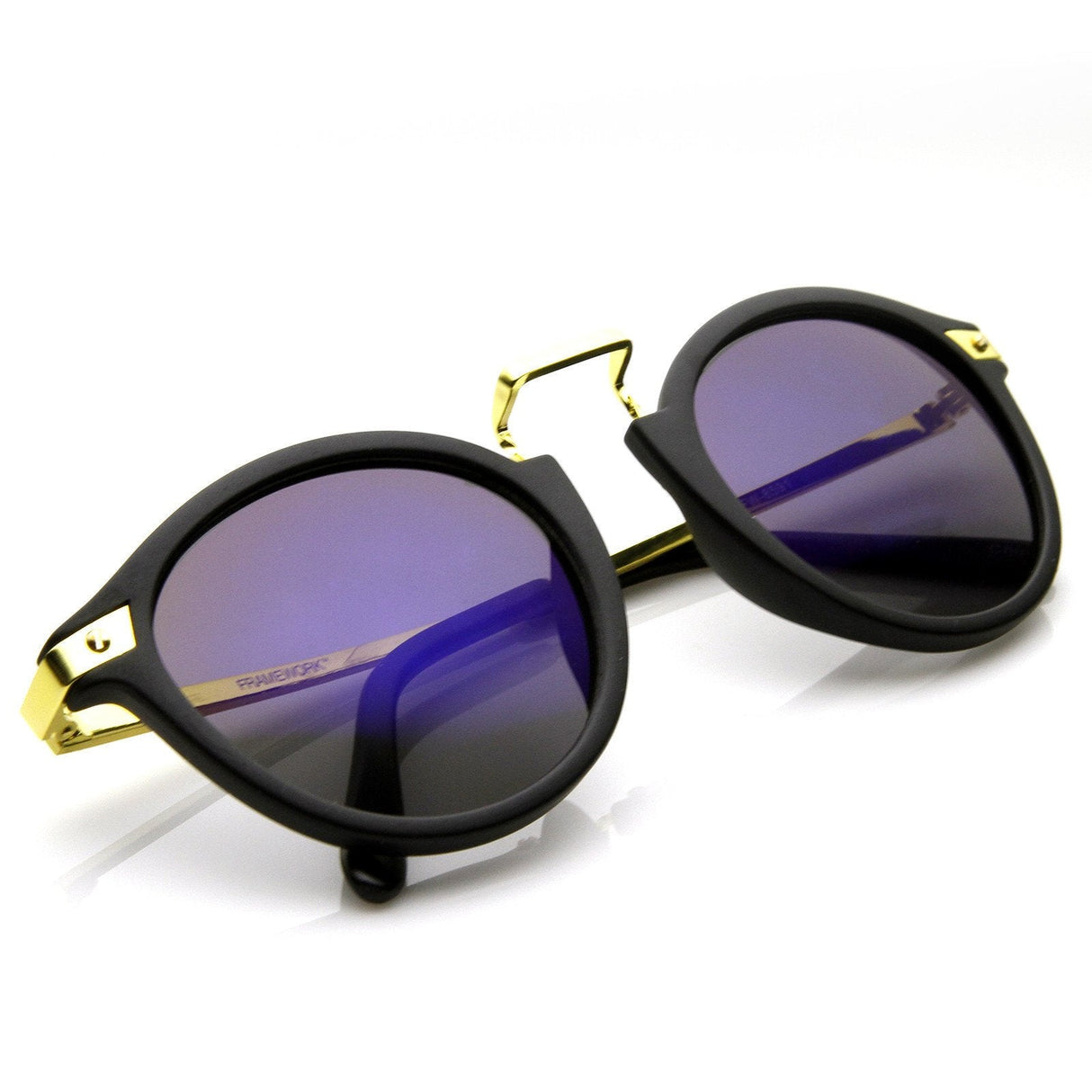 Vintage Steampunk Inspired Round Horned Rim Frame Sunglasses 8591 from zeroUV