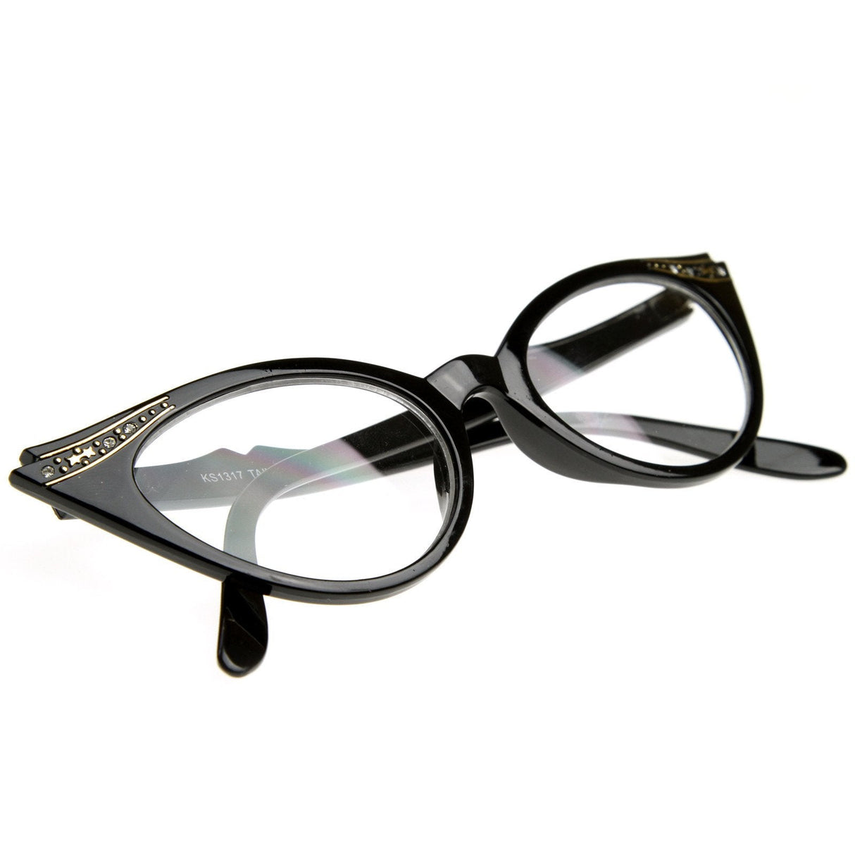 Vintage 1950s Fashion Clear Lens Glasses Rhinestones 8434 from zeroUV