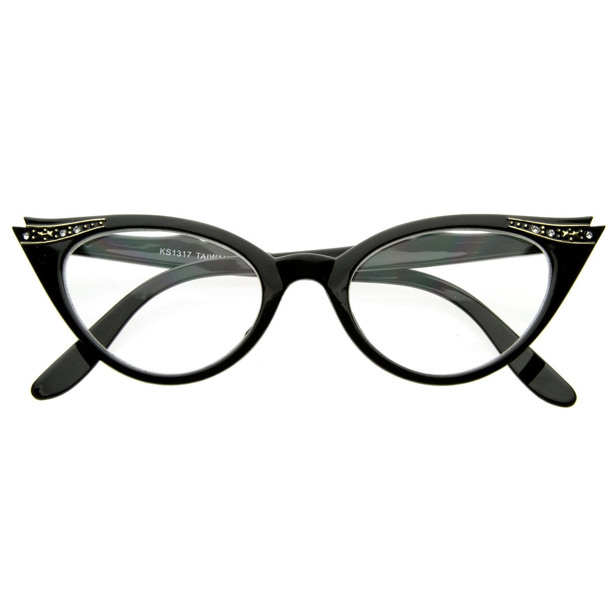 Vintage 1950s Fashion Clear Lens Glasses Rhinestones 8434 from zeroUV