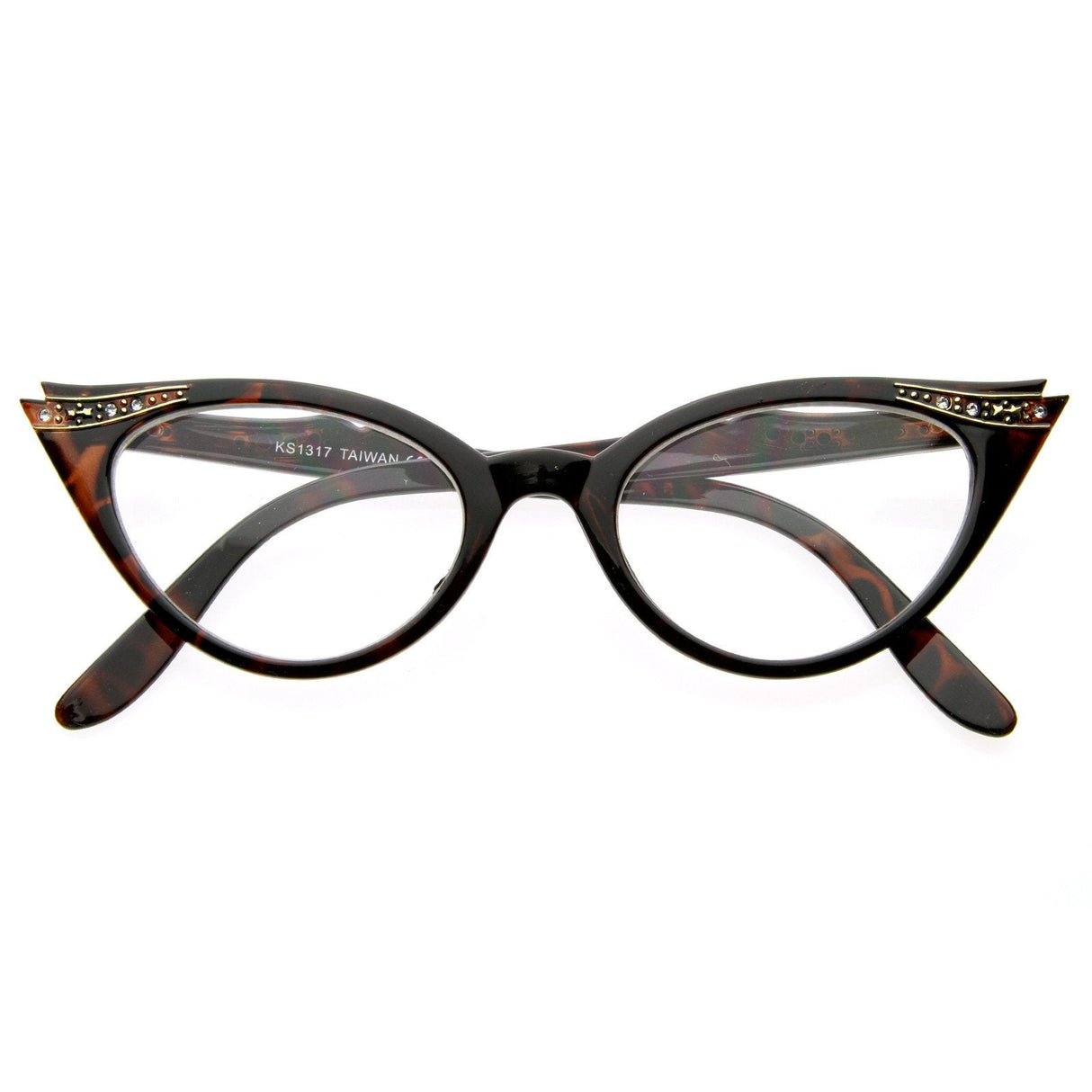Vintage 1950s Fashion Clear Lens Glasses Rhinestones 8434 from zeroUV