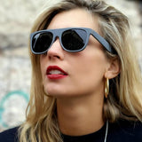 Hipster Super Flat Top Retro Horned Rim Sunglasses 8066 from zeroUV