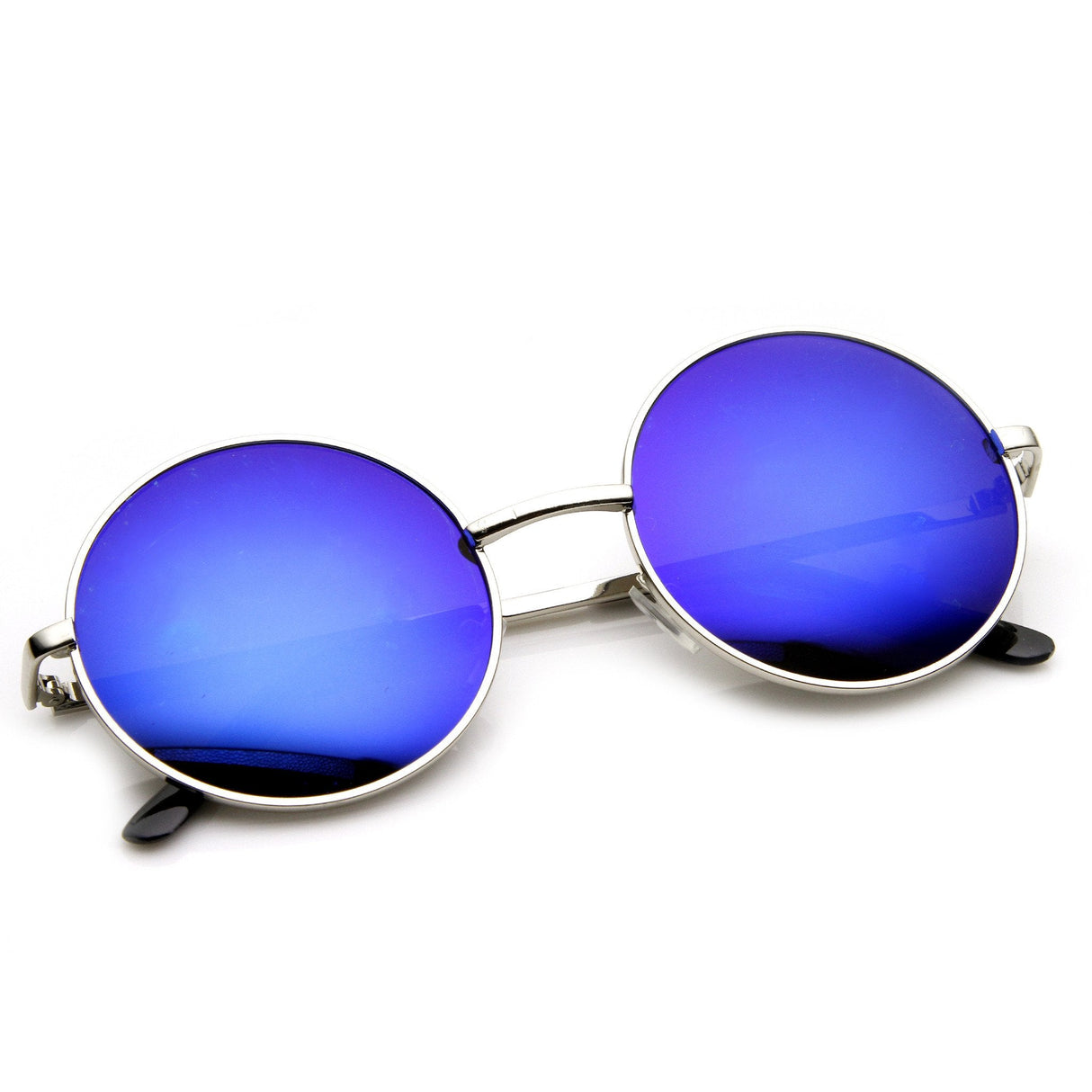 Retro Flash Color Mirror Lens Round Metal Sunglasses 9203 from zeroUV