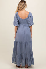 Blue Lace Insert Maternity Maxi Dress from PinkBlush