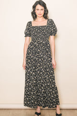 Black Floral Midi Maternity Dress from PinkBlush
