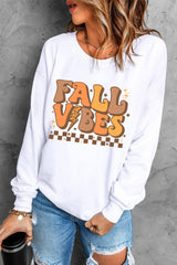 Beige FALL VIBES Graphic Drop Shoulder Sweatshirt from MsDressly