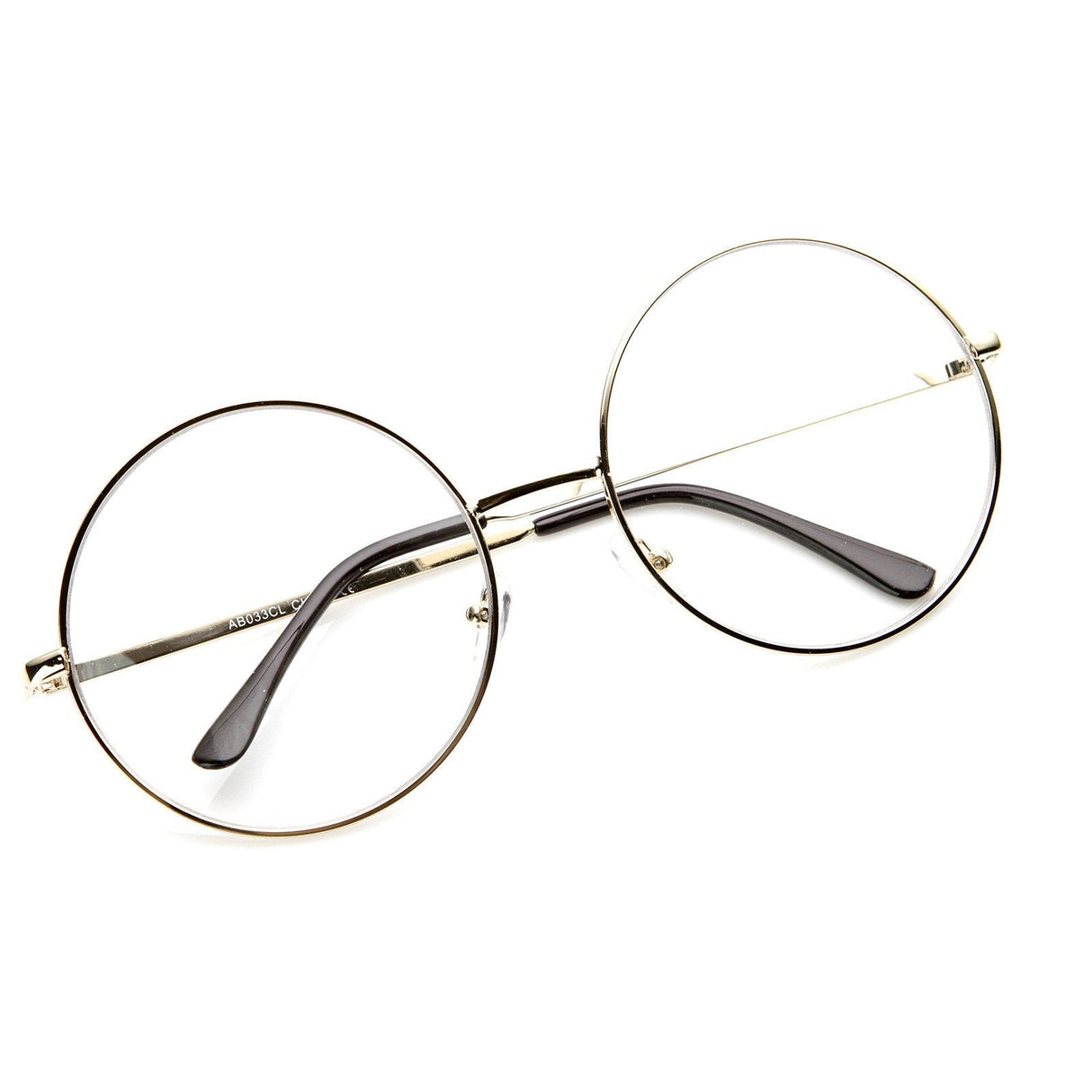 Vintage Era 1920's Large Round Metal Clear Lens Glasses 8714 from zeroUV