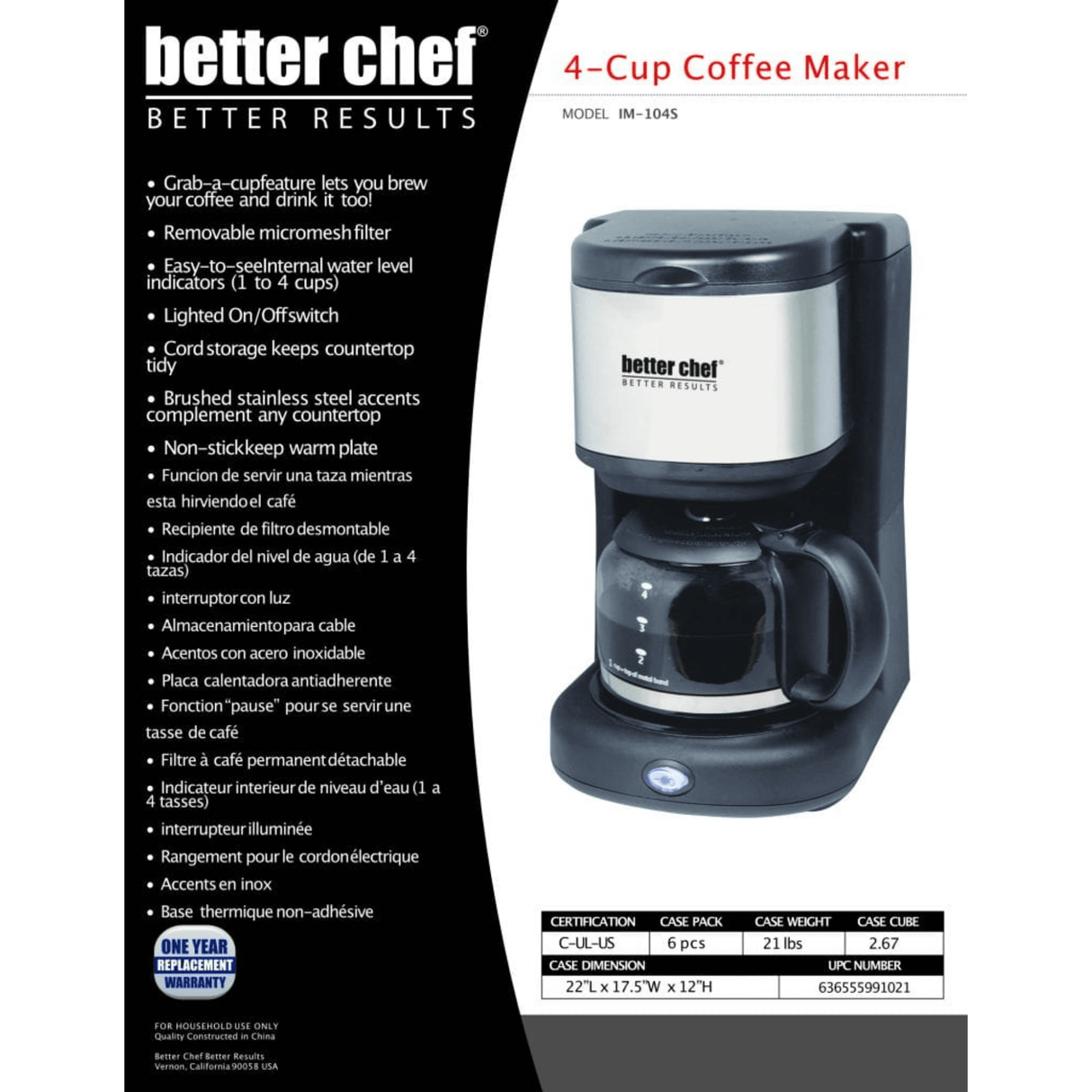 Better Chef 4-Cup Stainless Steel Coffeemaker from Jupiter Gear Home