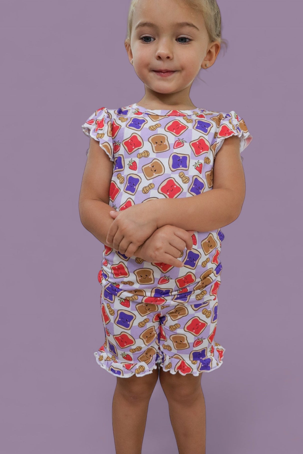 EXCLUSIVE PEANUT BUTTER JELLY TIME DREAM RUFFLE SHORT SET from DREAM BIG LITTLE CO