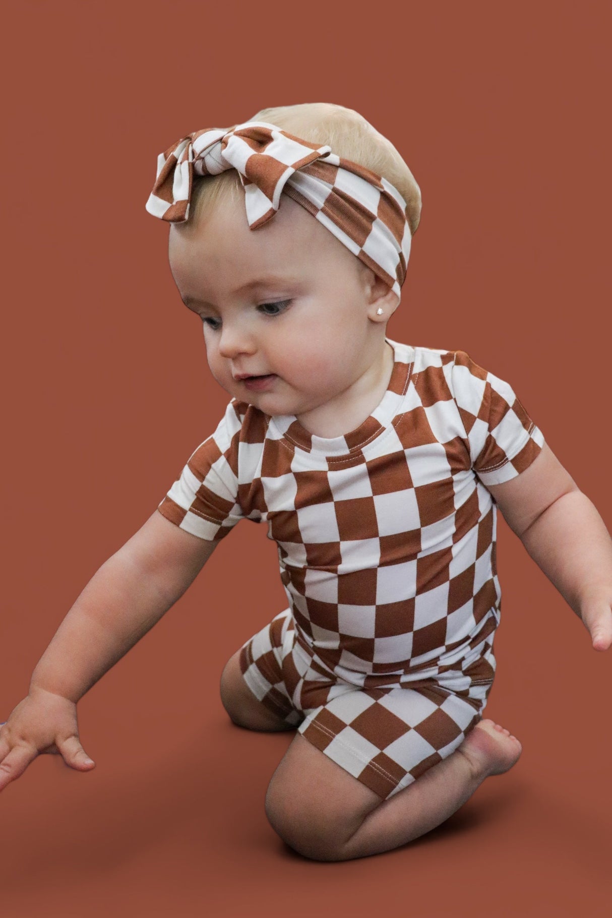 COPPER CHECKERS DREAM SHORT SET from DREAM BIG LITTLE CO