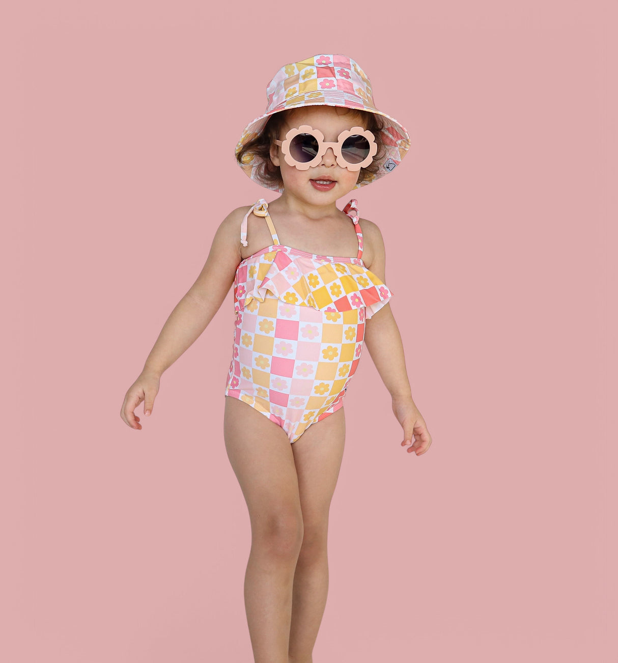 SUMMER SUNSET CHECKERS DREAM ONE PIECE SWIM SUIT from DREAM BIG LITTLE CO