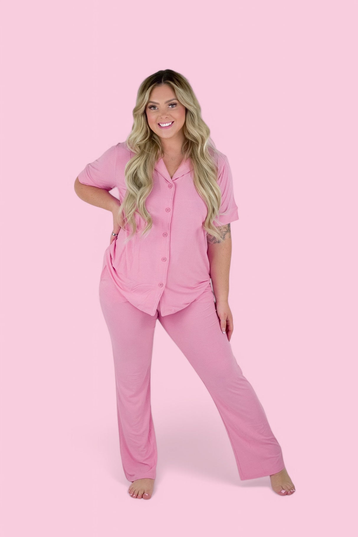 BELLA PINK RIB WOMEN'S DREAM FLARE SET from DREAM BIG LITTLE CO