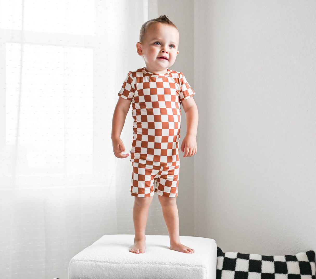 COPPER CHECKERS DREAM SHORT SET from DREAM BIG LITTLE CO