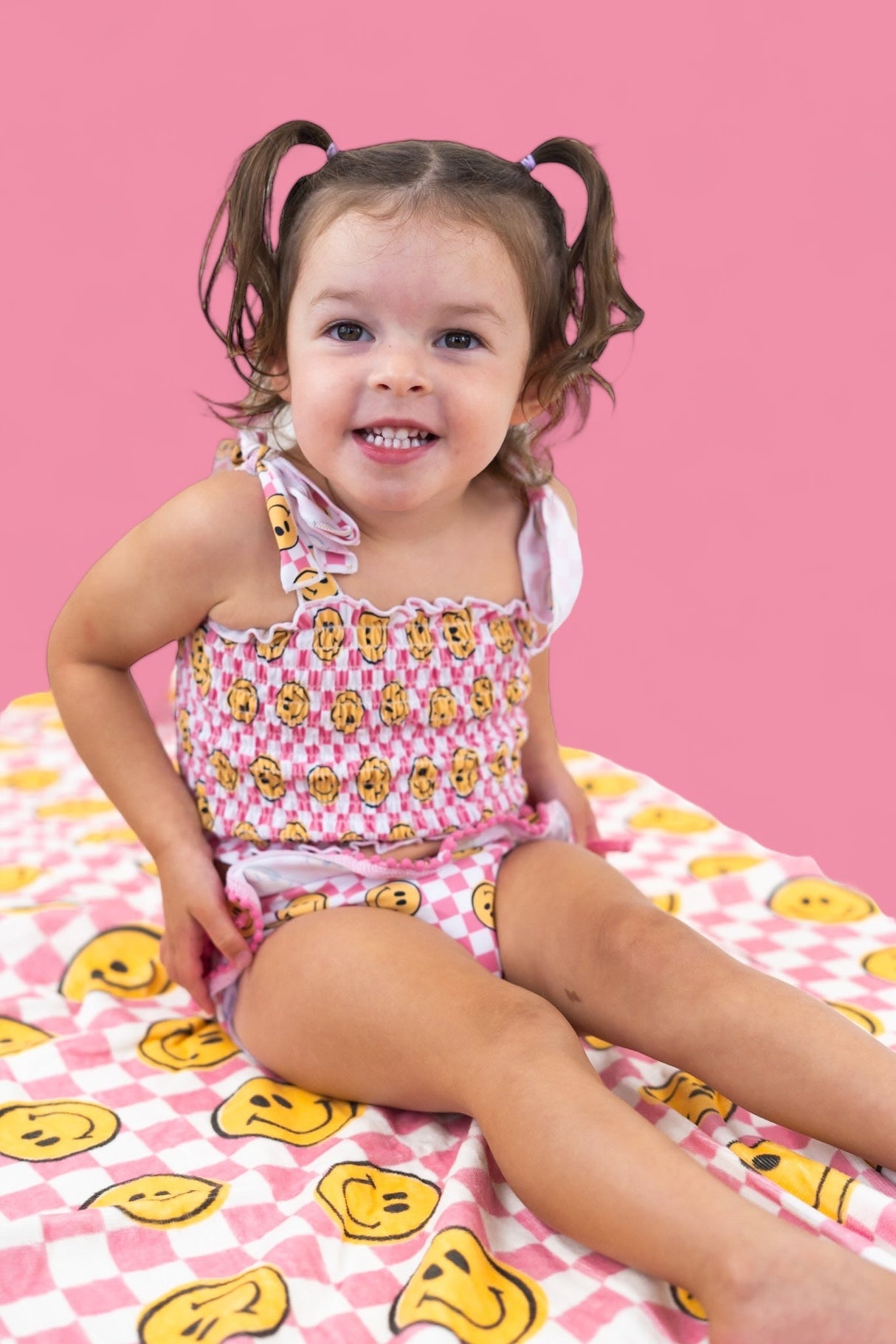 BLUSHIN' CHECKERS DREAM SMOCKED TANKINI TWO PIECE SWIM SUIT from DREAM BIG LITTLE CO