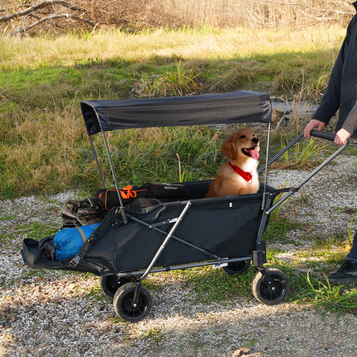 Folding Dog Wagon Cart with Extendable Rear End Heavy Duty From Redcamp