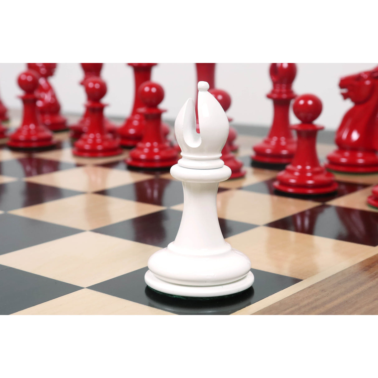 Leuchars Cook Staunton Chess Set- Chess Pieces Only-Ivory& Crimson Lacquer-4.5" From Royal Chess Mall