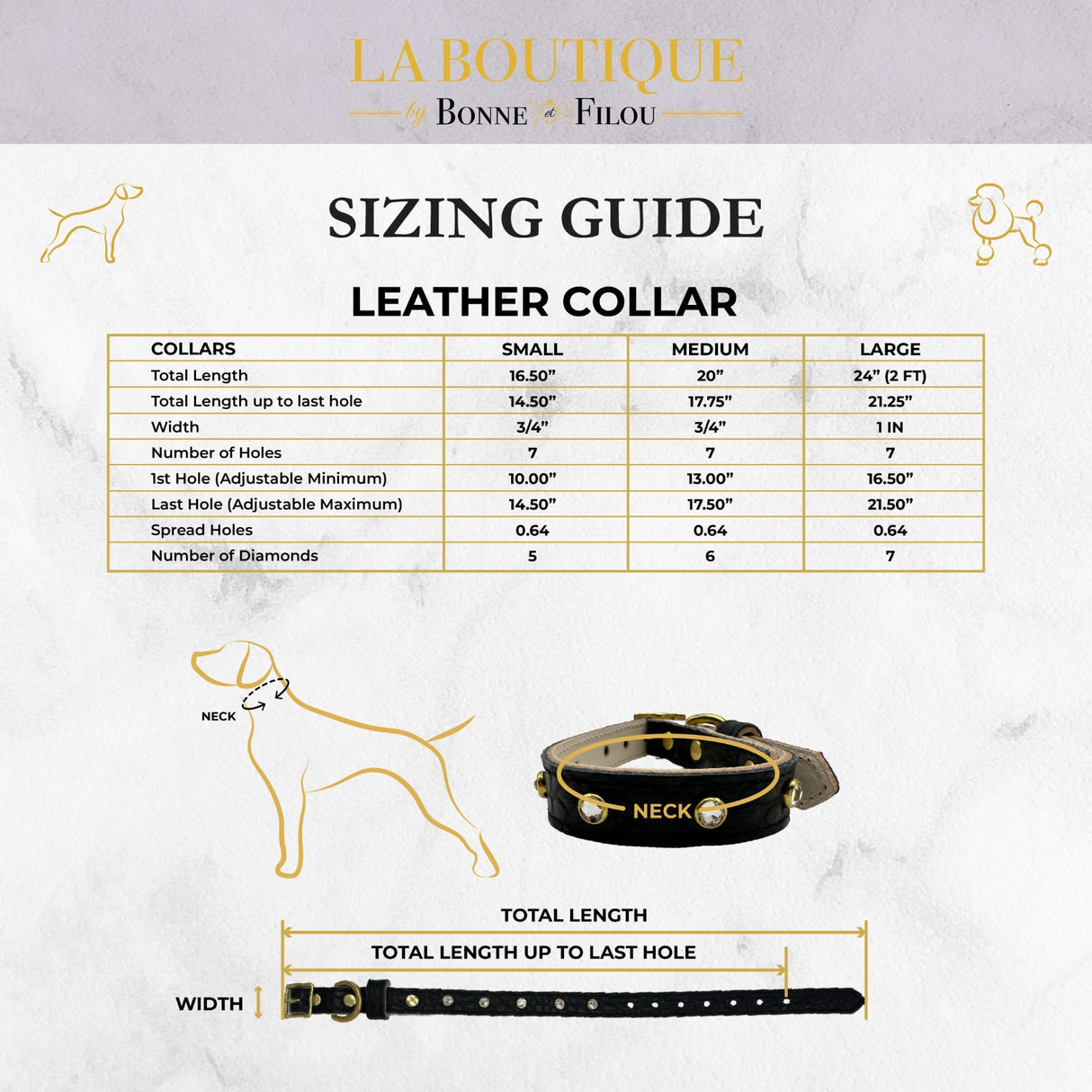Plain Leather Dog Collar from Bonne et Filou