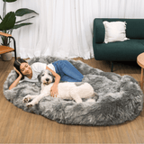 PupCloud™ Human-Size Faux Fur Memory Foam Dog Bed - Charcoal Grey From Paw.com
