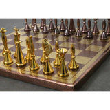Brass Metal Modern Luxury Chess Pieces & Board Set 14" - Antique Copper & Gold From Royal Chess Mall