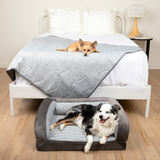 PupChill™ Cooling Bolster Dog Bed + Waterproof Blanket Bundle - Arctic Grey from Paw.com