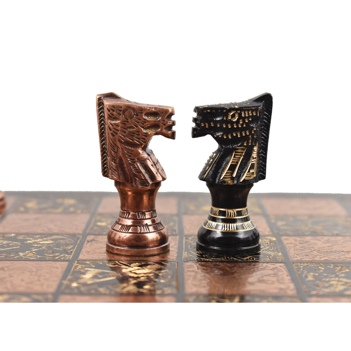 Brass 12" Metal Luxury Chess Pieces & Board Set- French Staunton -Copper & Black From Royal Chess Mall